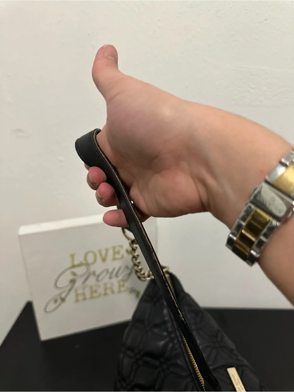 kate spade Astor Court Aurelia Quilted Black Shoulder Bag with charm and pillow.